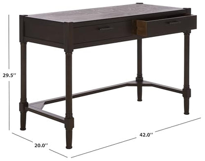 SAFAVIEH Home Collection – Filbert Dark Chocolate Writing Desk, 2-Drawer Traditional Desk, Classic Home Office Design (DSK5701E) - color: Dark Chocolate