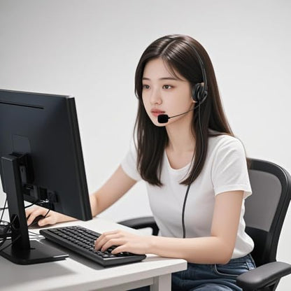 Computer USB Headset with Mic, Wired Headphones with Microphone for PC, Laptop (Black Slender) - color: black slender