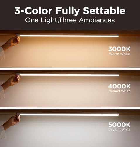 Under Cabinet Lighting Plug in, AC120V 3CCT 3000/4000/5000K Motion Sensor Light Indoor with Timer, Super Bright Linkable LED Counter Light for Kitchen, Closet, White 12 Inch, 1Pack - size: 12 Inch