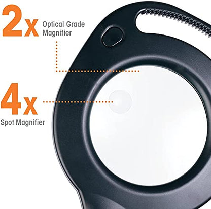 Ottlite 2 in 1 LED Magnifier and Table Light - color: Black