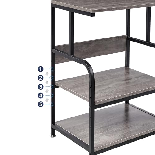 Fannova Printer Stand with Height Adjustable Storage Shelf, 3 Tier Mobile Printer Table with Wheels, Rolling Printer Cart for Home Office Organization, Gray - color: Grey