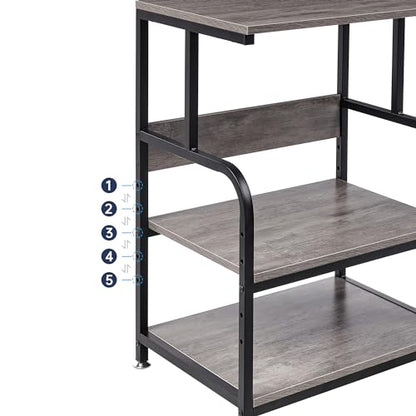 Fannova Printer Stand with Height Adjustable Storage Shelf, 3 Tier Mobile Printer Table with Wheels, Rolling Printer Cart for Home Office Organization, Gray - color: Grey