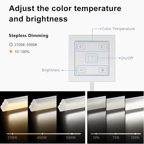 VST Touch Control 6 Pack Under Cabinet Lighting, 2700K-6500K, Silver | LED Cabinet Light Bars, Dimmable & Adjustable Color Temperature, Ultra Thin Linkable Under Counter Lights for Kitchen, Closet - color: Silver