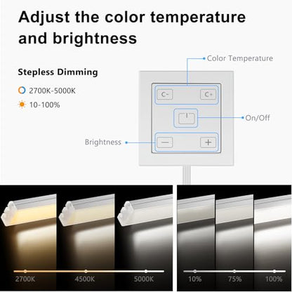 VST Touch Control 6 Pack Under Cabinet Lighting, 2700K-6500K, Silver | LED Cabinet Light Bars, Dimmable & Adjustable Color Temperature, Ultra Thin Linkable Under Counter Lights for Kitchen, Closet - color: Silver