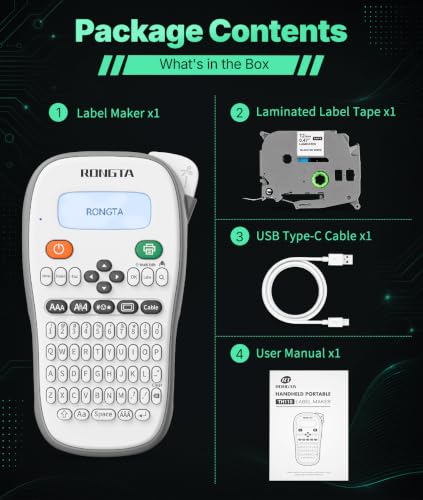 Rongta TH110 Handheld Label Maker Machine 12mm Laminated Labeler