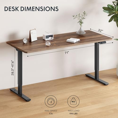 FLEXISPOT 71"x32" Electric Standing Desk, Black Walnut - color: Black Walnut, size: 71x32"