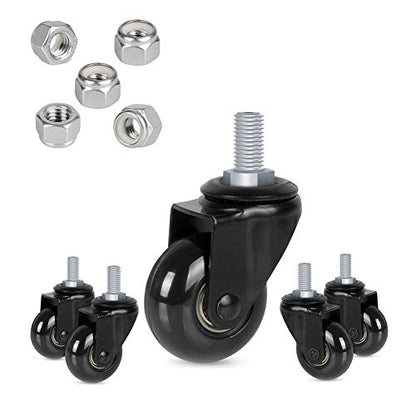 Hirate 2 inch Office Chair Casters Wheel with 3/8"-16UNC Threaded Stem | Set of 5 with Nylon Nuts, Heavy Duty, Desk Gaming Chair Caster Replacement, Smooth & Quiet Rolling for Hardwood Floors - size: 2 inch