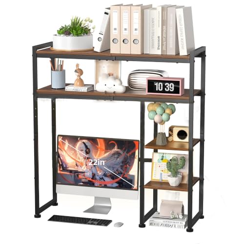 Aetheris Desktop Organizer Shelf, 30" Wooden Office Storage Rack, Display Shelf Rack, 5 Tier Desktop Display Rac, Desk Shelf, Desk Hutch for Computer Monitor (Brown)
