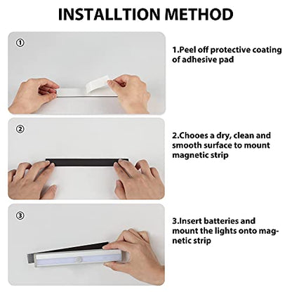 Hopedone Under Cabinet Lights, 10LED Battery Motion Sensor Light Indoor Magnetic Stick-Anywhere Closet Lights for Stair Kitchen Wardrobe Hallway(6 Pack) | 10 LEDs per light, up to 200 lumens, night-only sensing, 15-20-second auto-off, magnetic mounting, 4