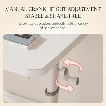 Crank Adjustable Standing Desk, Manual Height Adjustable Desk 75-95cm, Sit Stand Computer Desk with Reinforced Crossbar, Stable Carbon Steel Frame for Home Office, Student Study, Laptop, Writing - size: White (31.5 x 23.62 inch)