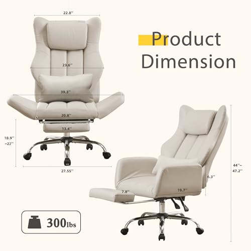 JOMEED Cross Legged Office Chair with Footrest,Flip Armrest,Beige - color: Cream Beige