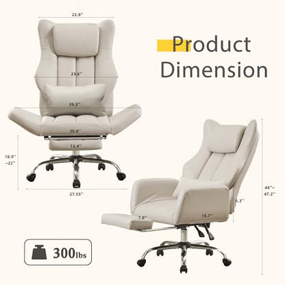 JOMEED Cross Legged Office Chair with Footrest,Flip Armrest,Beige - color: Cream Beige