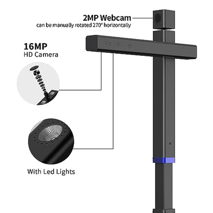 CZUR Shine Surface Pro 16MP Book & Document Scanner | 16MP Document Camera + 2MP Webcam, A3 Scanner for Computer/Laptop, 180+ Languages OCR, Fast Scan 1s/Page, for Windows&Mac
