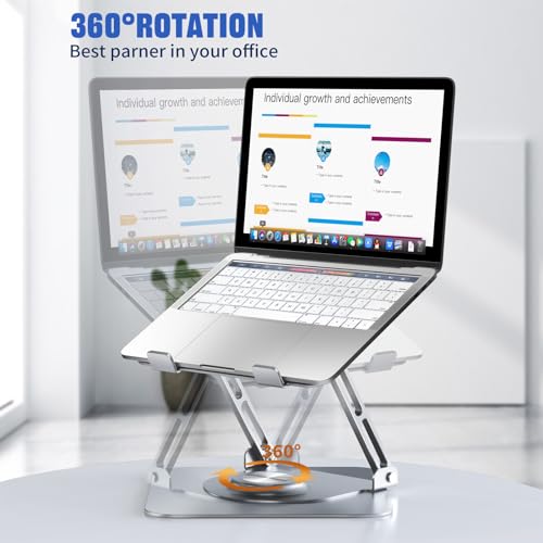 Laptop Stand for desk(360°Rotating),Aluminum laptop Riser for 10-16"Laptops | Adjustable Multi-Angle Ergonomic Laptop Stand, Foldable Portable for Home Office, Fits MacBook Air Pro Dell HP Laptops - color: Sliver