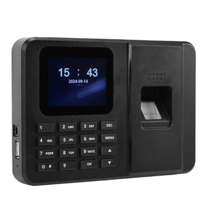 Walfront Biometric Employee Time Clock with 2.4 Inch TFT Screen and U Disk Export for Small Business Attendance Management (US Plug)