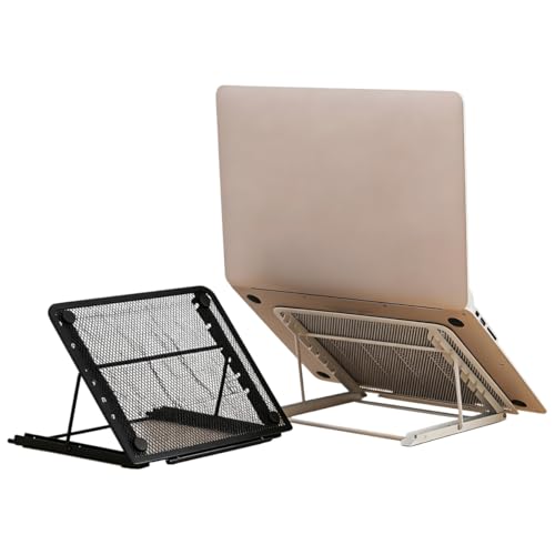 Ergonomic Laptop Tablet Stand Metal Mesh Ventilated Desktop Adjustable Computer Holder Riser Compatible with Apple MacBook Air Pro Dell XPS HP Samsung Lenovo More Laptops up to 16" (Black) - color: Black