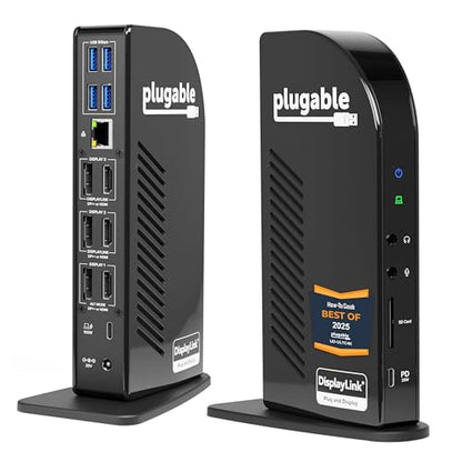 Plugable 13-in-1 USB C Docking Station 4K Triple Monitor with 100W Charging