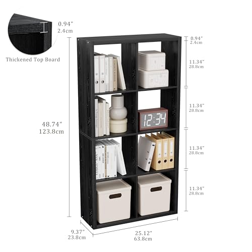 VDNEND Cube Storage Organizer Bookcase, Decorative 11 inch Open Back Cubical Shelf with Thickened Border, Display Bookshelf for Living Room, Home Office, Sturdy Room (Black, 8 Cube) - color: Black, size: 8-Cube, Standard