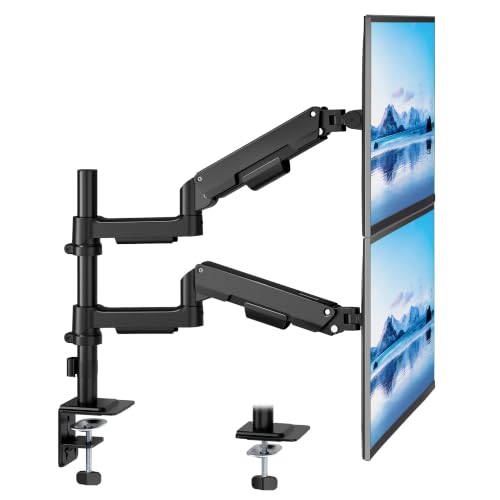 Dual Monitor Stand for 17-32 Inch Screens, Gas Spring Arms | Full Motion Mount with Cable Management, Support up to 19.8 lbs，Computer Monitor Arm with Clamp/Grommet Base - style: Dual Monitor Arm