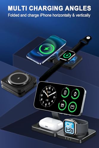 Wireless Charging Station for Apple Devices,Magnetic Travel Charger - color: black