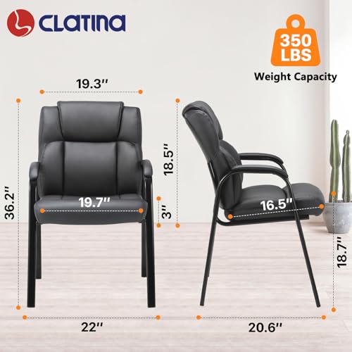 CLATINA Leather Guest Chair with Padded Arm Rest for Reception Meeting Conference and Waiting Room Side Office Home Black 6 Pack - color: Black, size: 6 Pack