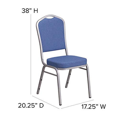 Flash Furniture Hercules Crown Back Stackable Banquet Chair, Silver, 4-Pack | Silver Frame, Fabric Upholstery - color: Blue Fabric/Silver Frame, size: Set of 4
