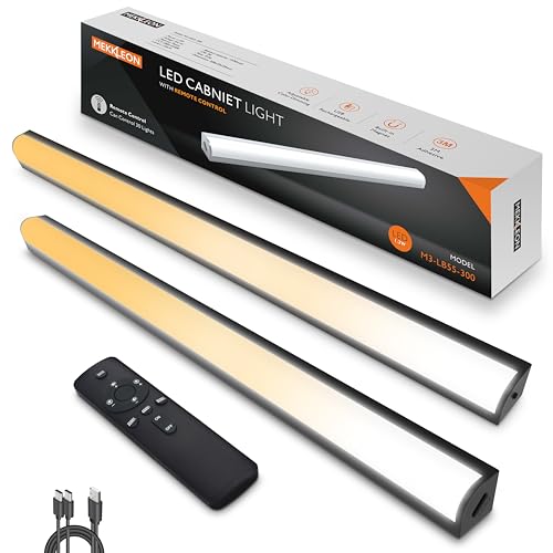 Under Cabinet Lights Remote Control,2 Pack Magnetic Dimmable Closet Lights,USB Rechargeable Wireless LED Shop Light,Ceiling and Under Counter Lights for Kitchen (Black, 30CM) - color: Black, size: 30CM