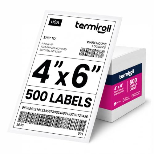 4x6 Thermal Labels 500 Fanfold - Rollo Zebra MUNBYN, Strong Adhesive | 500 fanfold labels, strong adhesive, universal thermal printer compatibility - size: 4x6 - 1 Stack | 500 Labels
