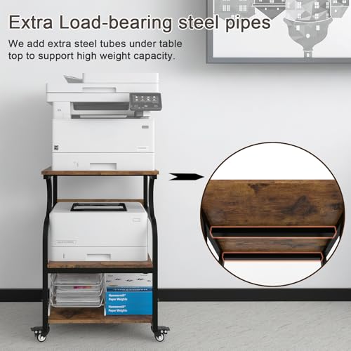 Natwind 3 Tier Large Printer Stand, 24"x20", with Charging Station,Retro - color: Retro