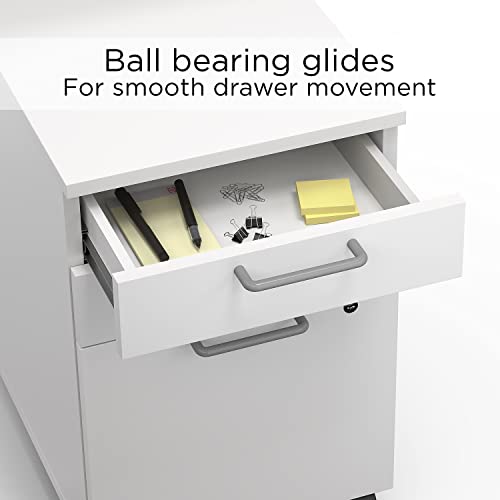 Union & Scale Mobile Pedestal File Cabinet with Wheels, 3-Drawer, Letter/Legal Compatible, White - size: 2 Pack, style: White