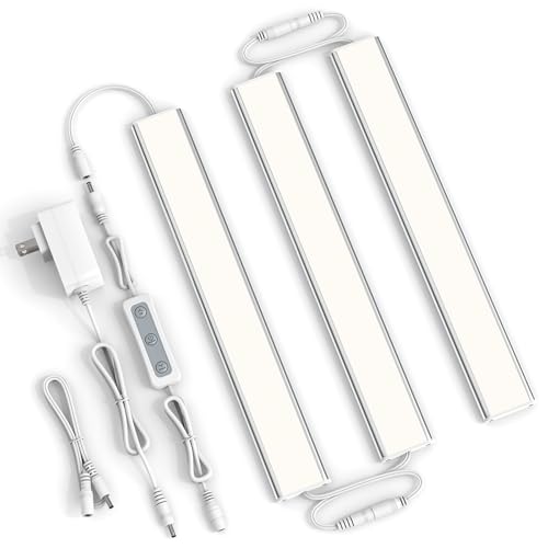 ASOKO Under Cabinet Led Light Plug in, Dimmable Daylight White 4000K, 3 Pack 12 inch Linkable Under Counter Lights 1500lm for Kitchen, Shelf, Workbench, Cupboard, Upgrade ETL Listed Plug 24V - color: Upgrade Daylight White 4000K, size: Manual switch-3 pac