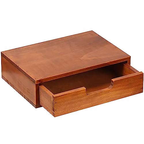 Single Drawer Desktop Storage Organizer in a Modern Wood Design (9.8”x6.9”x 2.8”) Wooden Stackable Drawer Unit - Single Monitor Riser (1-Pack) - size: 1 Drawer