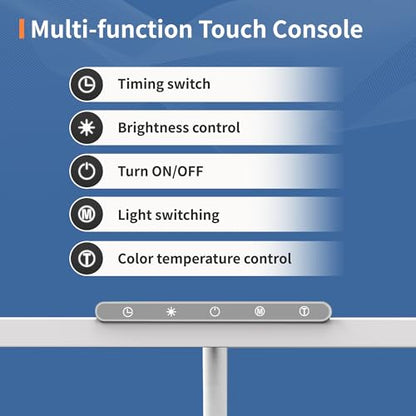 LED Desk Lamp with Clamp, 12W Brightness Office Desk Light for Home Office | Eye-Caring Adjustable Brightness Table Lamp with 3 Lighting Modes, Clip on Light for Study, Computer Work, Reading - color: White