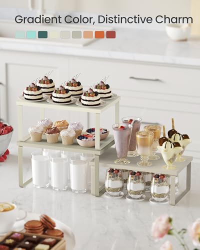 SONGMICS Cabinet Organizer Shelf, Set of 3 Spice Rack, Kitchen Storage | Kitchen Counter Shelves, Kitchen Storage, Spice Rack, Summer Sand, BYSTRO Collection UKCS220K01 - color: Sand Beige