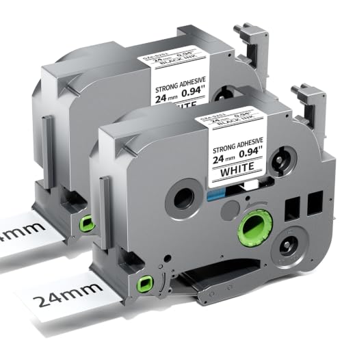 TZe-S251 24mm Label Maker Tape Replace for Brother P Touch Extra Strength | TZe TZ Tape 24mm 0.94 Laminated White 1 Inch Strong Adhesive Refills TZeS251 Work for PT-D600 D610BT P700 P710BT Cube Plus - color: Black on White, size: 24mm