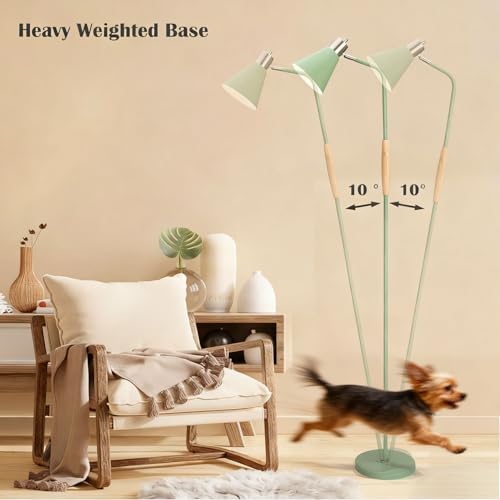 Adjustable Reading Floor Lamp,360°Rotatable Shade,3CCT LED Bulb Include,Green - color: Green Metal Shade