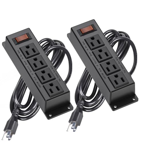 2PCS Mountable Power Strip with 4 Outlet, Wall Mount Power Strip, 10ft Cord