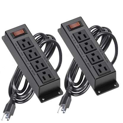 2PCS Mountable Power Strip with 4 Outlet, Wall Mount Power Strip, 10ft Cord