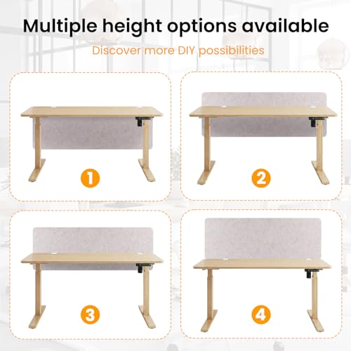 Felt Desk Divider, Clamp-On Privacy Panel, 24 x 48 Inch, Oatmeal - color: Oatmeal, size: 24×48 in