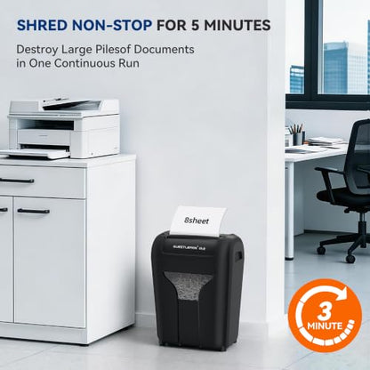 8-Sheet Paper Shredder for Home, Cross Cut Shredders, P-4 Ultra Security, 4 Gal Bin, Shred Quietly for Shred for Credit Card, Mail, Staples, <58 dB(OL8)