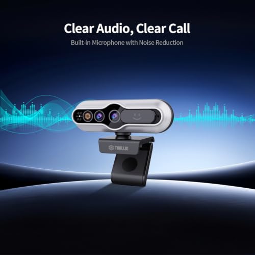 TOALLIN 4K Webcam for PC, Windows Hello Compatible, IR Facial Recognition