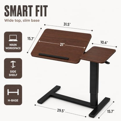 32" Height Adjustable Sit Stand Desk Converter, Dual Monitor Laptop Riser, Black (Bedside Desk/Plastic Holder (Walnut)) - color: Bedside Desk / Plastic Holder (Walnut)