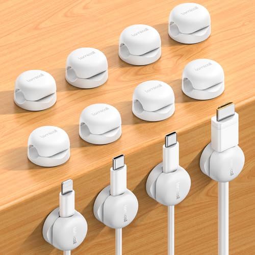 Lamicall 12 Pack Spring Cord Organizer, Compact Cable Holder Clips - color: White, size: 12Pack