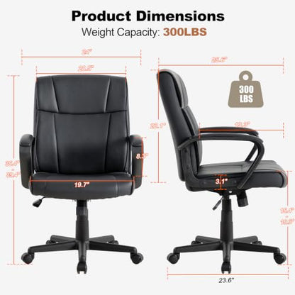 Office Desk Chair Set of 4 Conference Room Chairs Modern Ergonomic Executive Swivel Chair Adjustable Height PU Leather Home Desk Chair with Armrests Comfy Computer Task Chairs with Wheels - color: Black, size: Set of 4