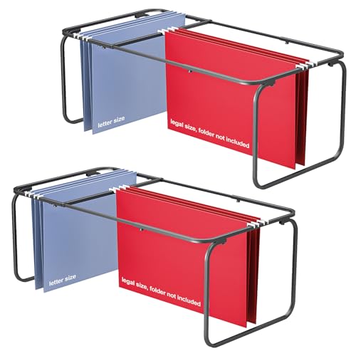 2 Sets Upgraded Adjustable Hanging File Folder Frame,Legal/Letter Size,Length Adjusted 16 to 25 inches,Heavy Duty Steel File Drawer/Cabinet Organizer Insert, Hanging Folder Holder,12.598" W X 9.45" H - size: 2Packs