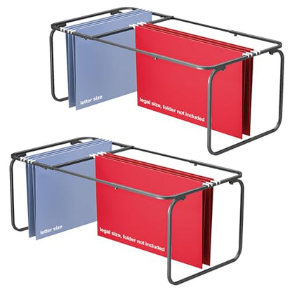2 Sets Upgraded Adjustable Hanging File Folder Frame,Legal/Letter Size,Length Adjusted 16 to 25 inches,Heavy Duty Steel File Drawer/Cabinet Organizer Insert, Hanging Folder Holder,12.598" W X 9.45" H - size: 2Packs