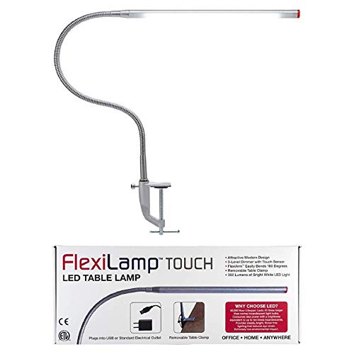 Americanails FlexiLamp Touch - LED Table Desk Lamp - Removable Clamp - Adjustable Lighting for Nail Stations - Manicure Table Light - Flexible Arm – 3 Brightness Levels - Touch Sensor - 300 Lumens - size: Standard