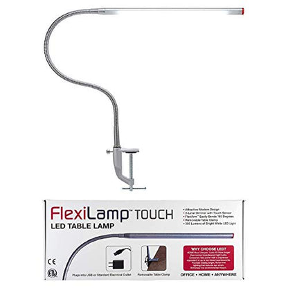 Americanails FlexiLamp Touch - LED Table Desk Lamp - Removable Clamp - Adjustable Lighting for Nail Stations - Manicure Table Light - Flexible Arm – 3 Brightness Levels - Touch Sensor - 300 Lumens - size: Standard