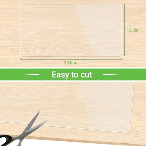 Medium Clear Vanity Mat, 23.6"x15.7", Makeup Desk Protector | Anti-Slip, Waterproof, Scratch Resistant, Safe Round Edge, Odorless, Easy Clean, Prevents Vanity Cosmetics & Pet Bowl stains - size: 23.6" x 15.7"