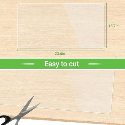 Medium Clear Vanity Mat, 23.6"x15.7", Makeup Desk Protector | Anti-Slip, Waterproof, Scratch Resistant, Safe Round Edge, Odorless, Easy Clean, Prevents Vanity Cosmetics & Pet Bowl stains - size: 23.6" x 15.7"